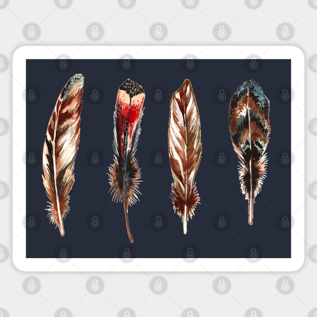 Colorful Feather Watercolor Sticker by Mako Design 